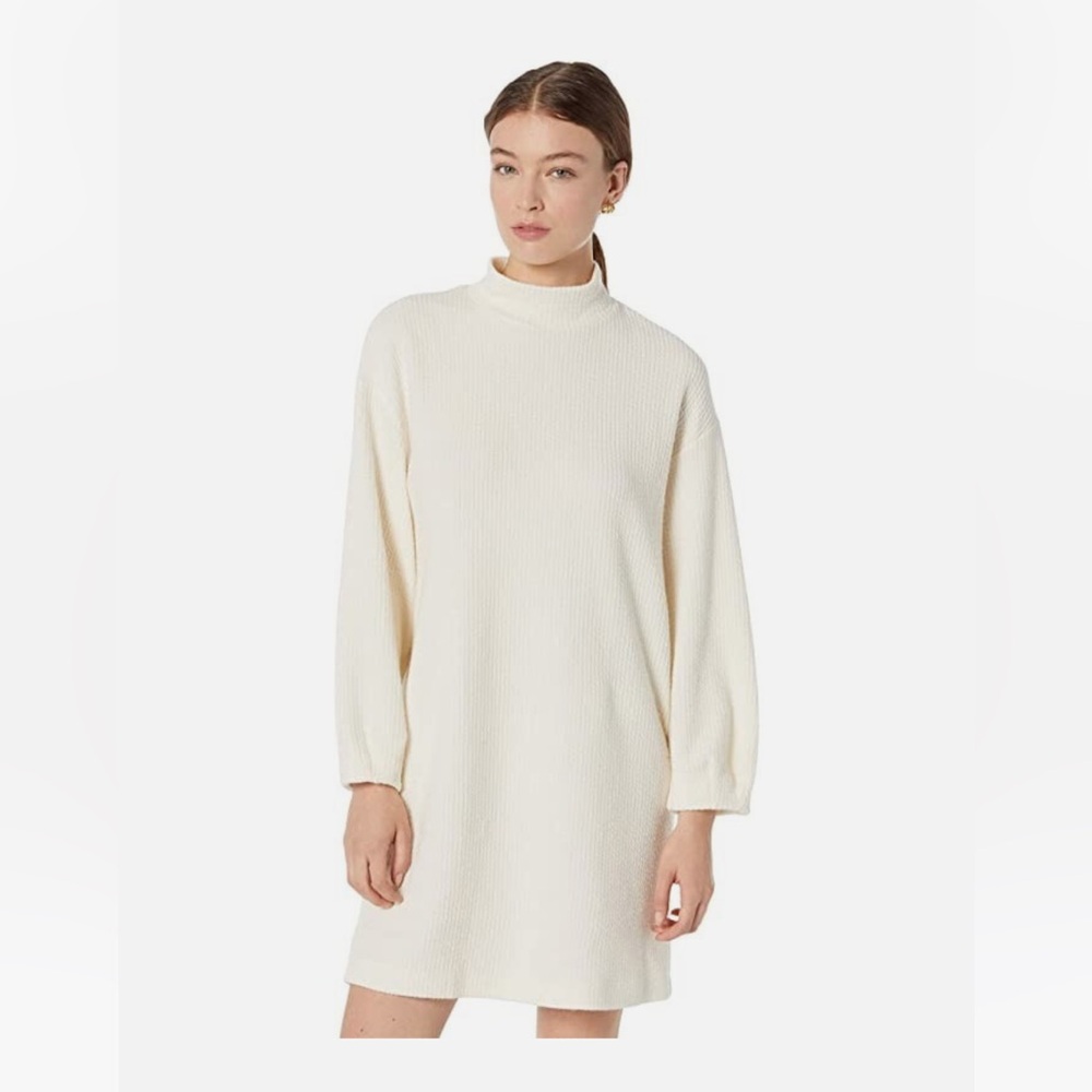 Mango Antonela Cream Mini MockNeck Straight Sweater Dress Size M US6 Women’s NWT